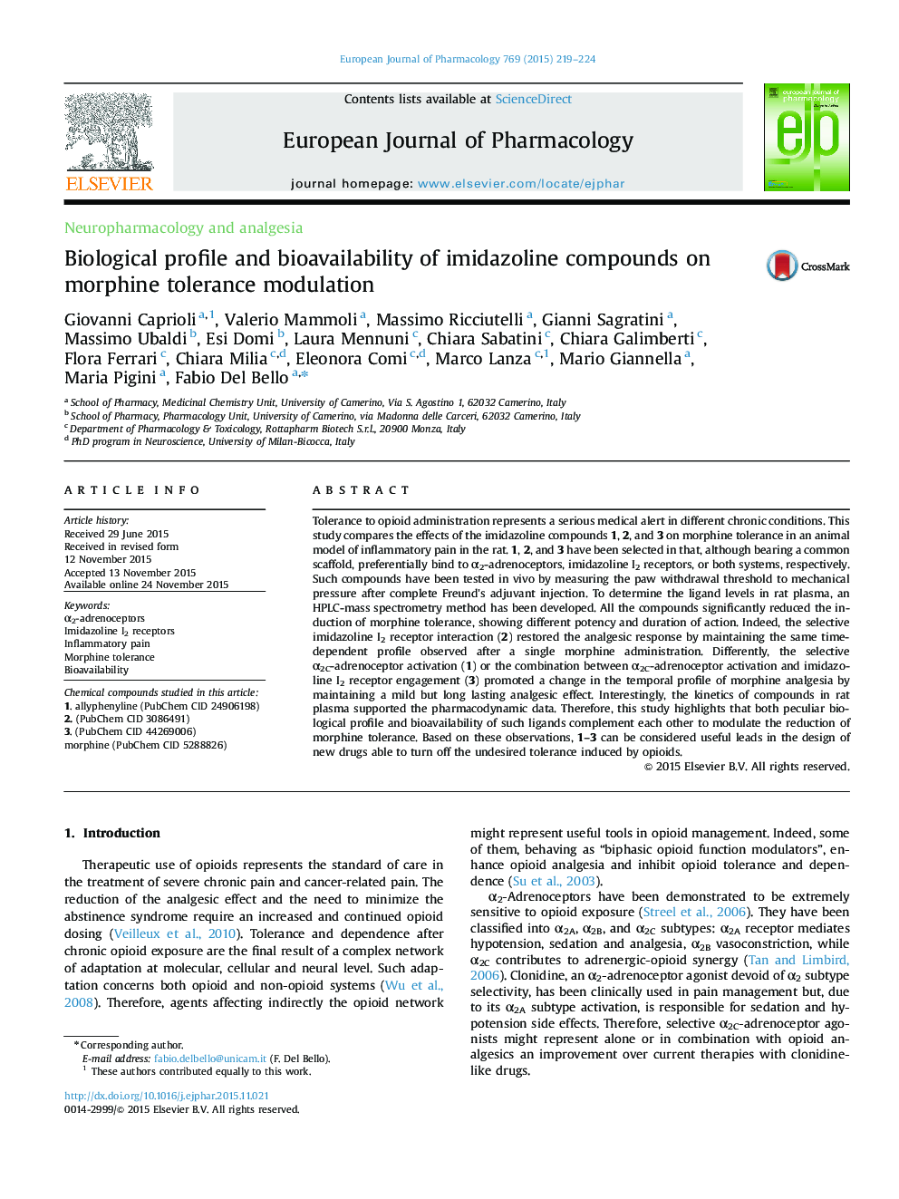 مشخصات بیولوژیکی و قابلیت زیست پذیری ترکیبات ایزایاآزولین در مدولاسیون تحمل به مورفین 