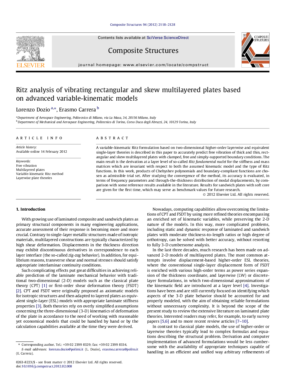 Ritz analysis of vibrating rectangular and skew multilayered plates based on advanced variable-kinematic models