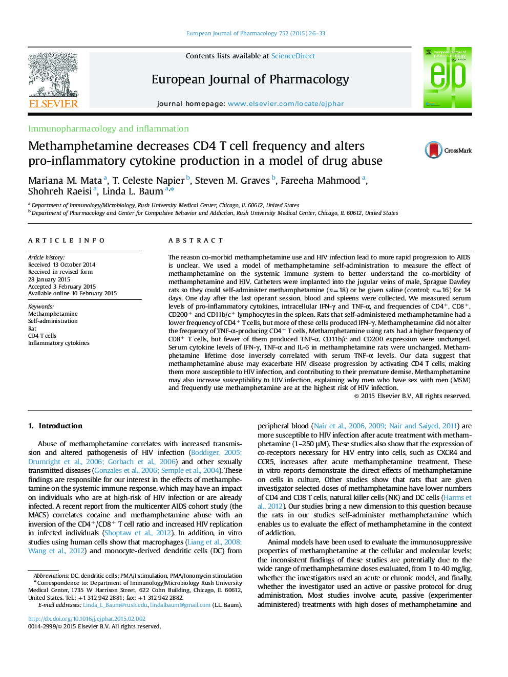 Methamphetamine decreases CD4 T cell frequency and alters pro-inflammatory cytokine production in a model of drug abuse