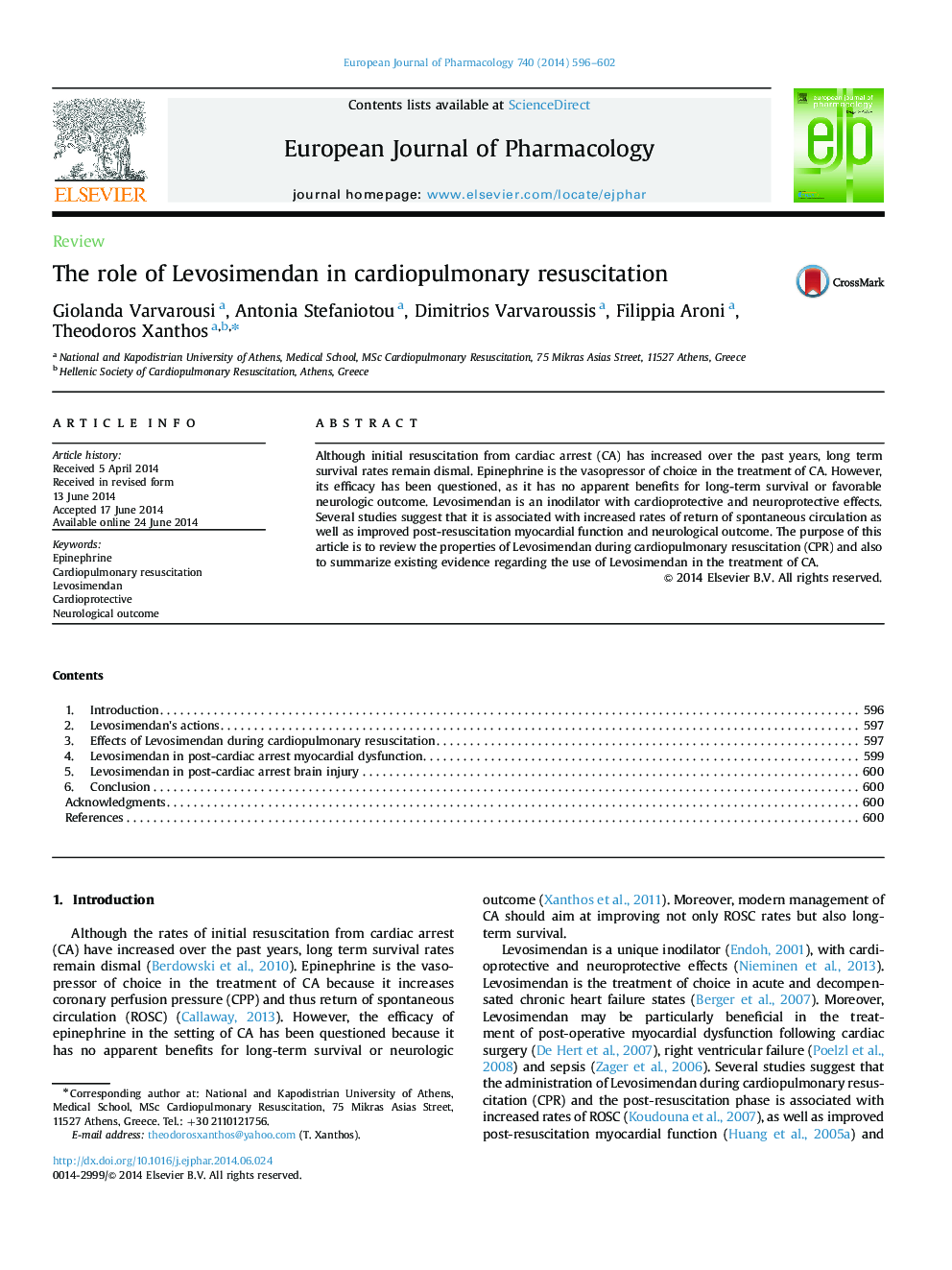 The role of Levosimendan in cardiopulmonary resuscitation