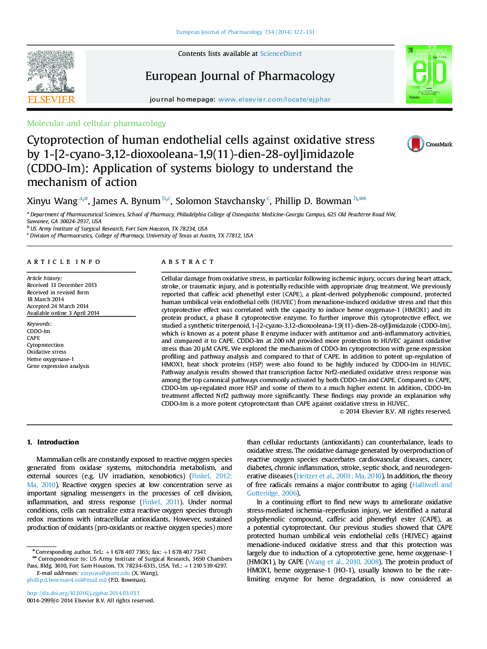 Cytoprotection of human endothelial cells against oxidative stress by 1-[2-cyano-3,12-dioxooleana-1,9(11)-dien-28-oyl]imidazole (CDDO-Im): Application of systems biology to understand the mechanism of action