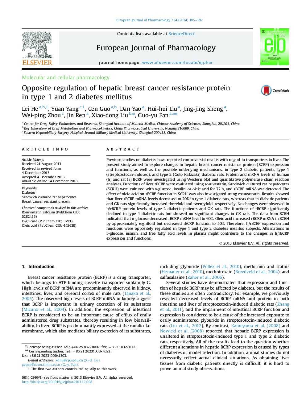 Opposite regulation of hepatic breast cancer resistance protein in type 1 and 2 diabetes mellitus