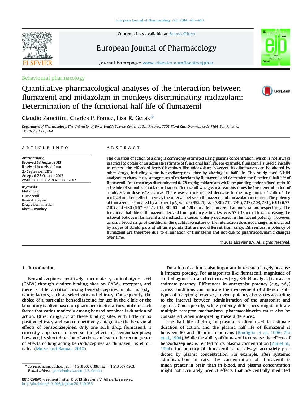 Quantitative pharmacological analyses of the interaction between flumazenil and midazolam in monkeys discriminating midazolam: Determination of the functional half life of flumazenil