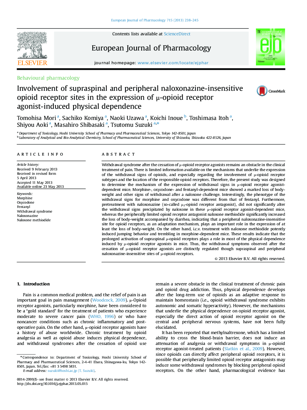 Involvement of supraspinal and peripheral naloxonazine-insensitive opioid receptor sites in the expression of μ-opioid receptor agonist-induced physical dependence