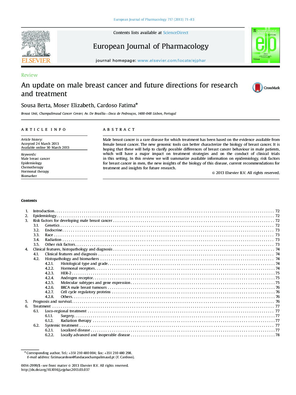 An update on male breast cancer and future directions for research and treatment