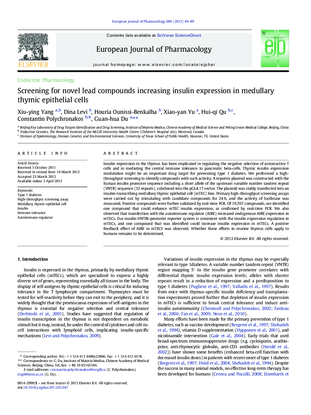 Screening for novel lead compounds increasing insulin expression in medullary thymic epithelial cells