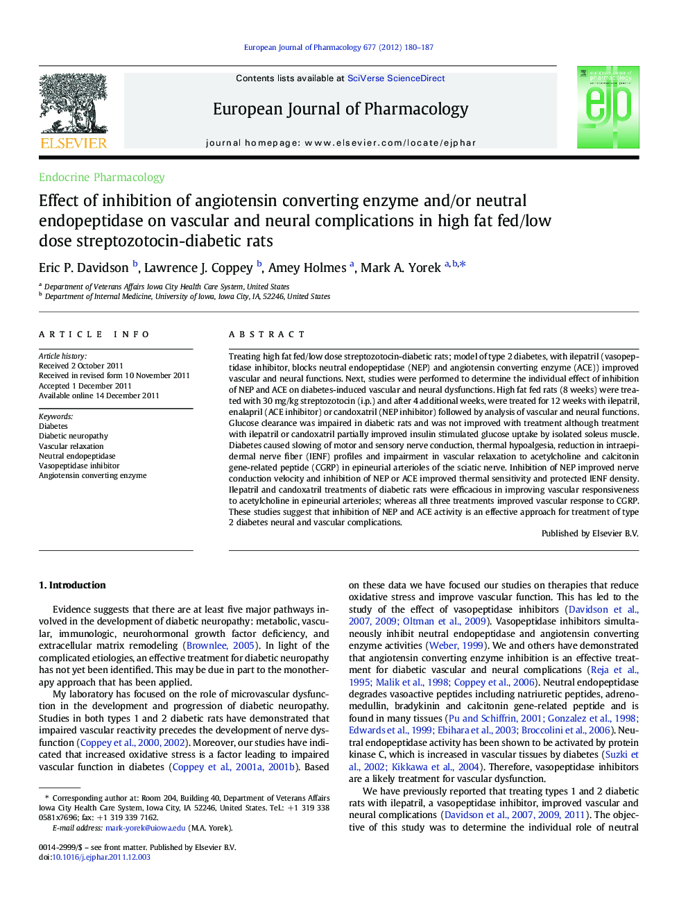 Effect of inhibition of angiotensin converting enzyme and/or neutral endopeptidase on vascular and neural complications in high fat fed/low dose streptozotocin-diabetic rats