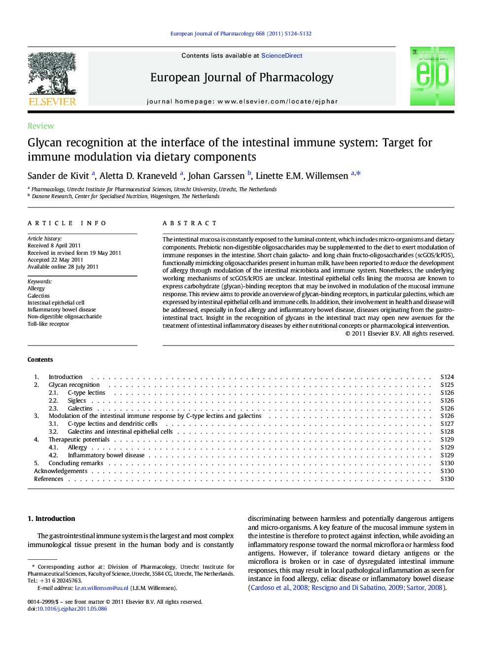 Glycan recognition at the interface of the intestinal immune system: Target for immune modulation via dietary components