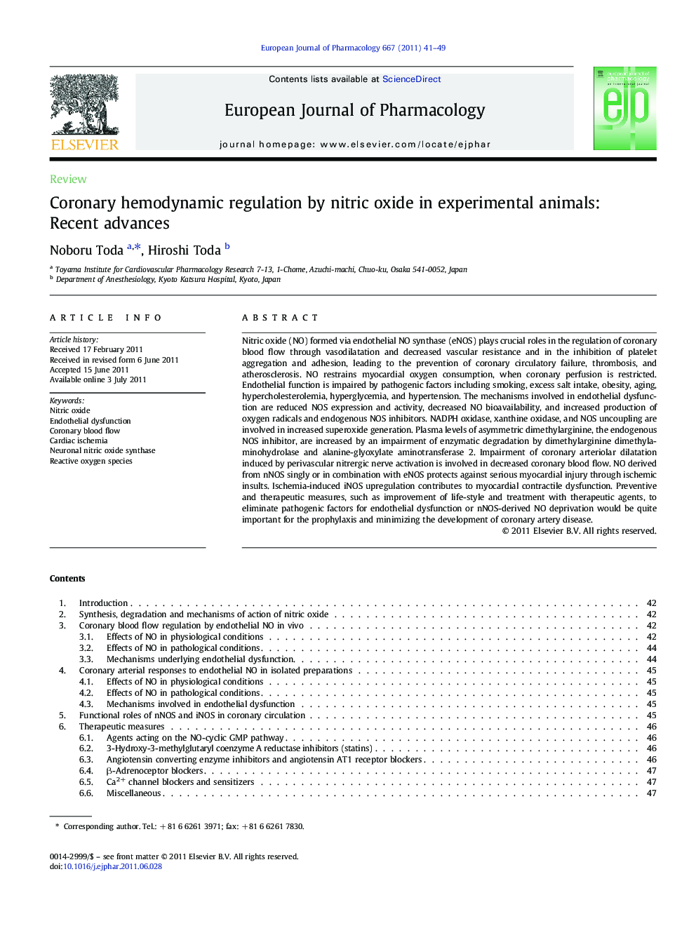 Coronary hemodynamic regulation by nitric oxide in experimental animals: Recent advances