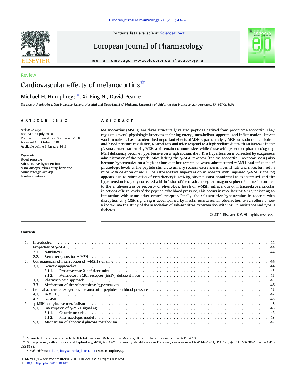 Cardiovascular effects of melanocortins 