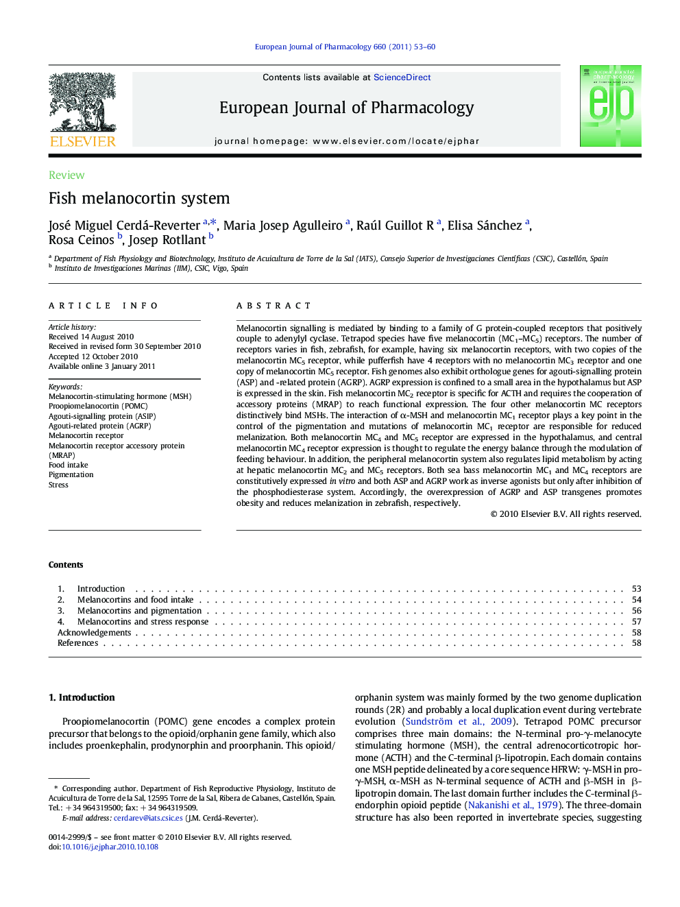 Fish melanocortin system