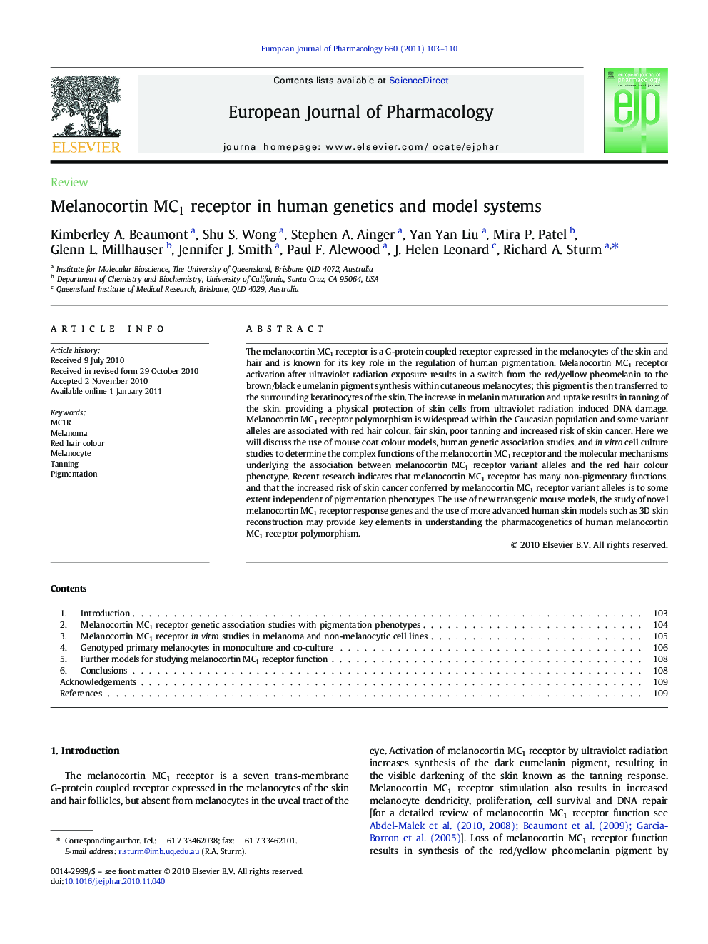 Melanocortin MC1 receptor in human genetics and model systems