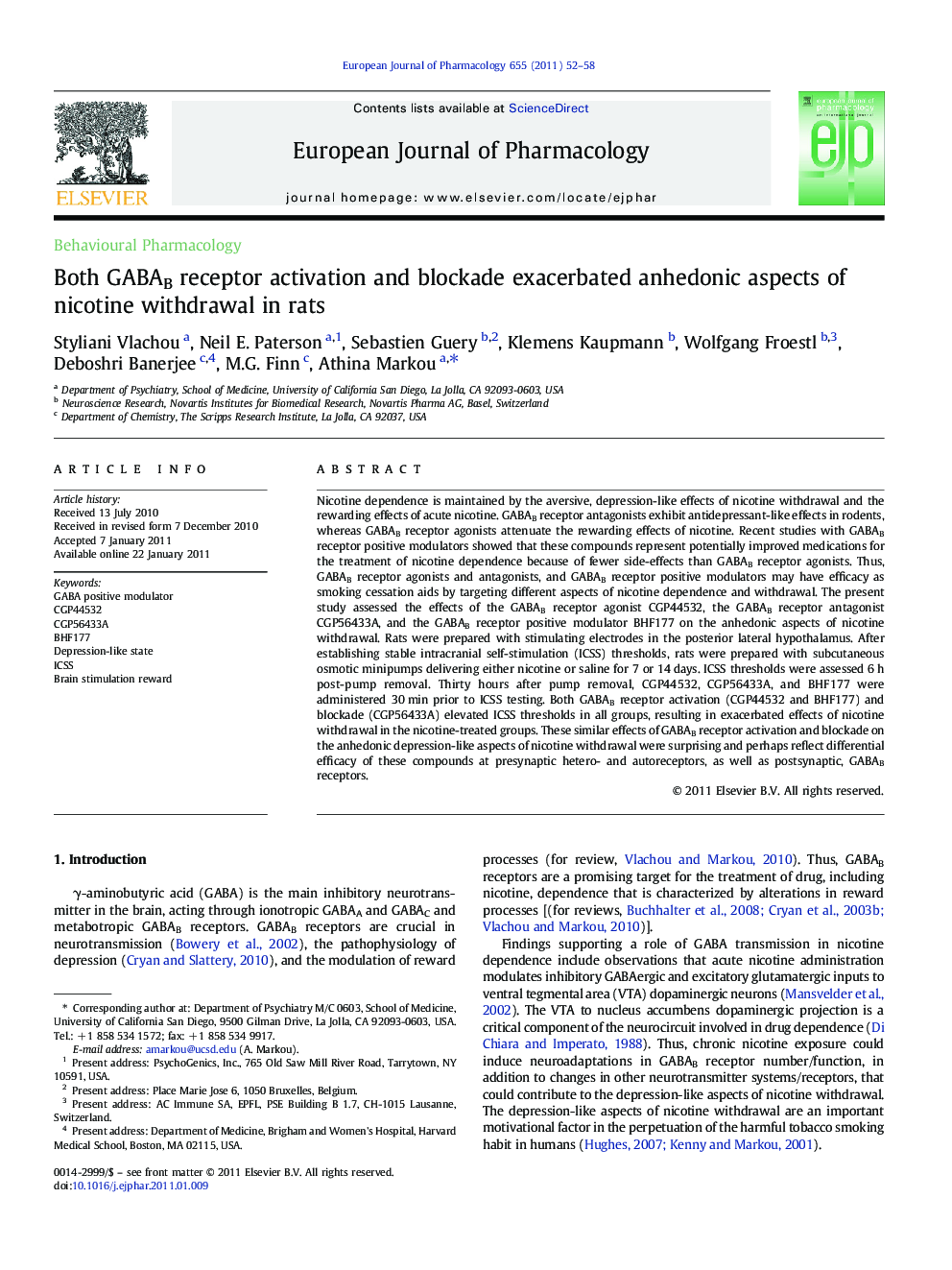 Both GABAB receptor activation and blockade exacerbated anhedonic aspects of nicotine withdrawal in rats