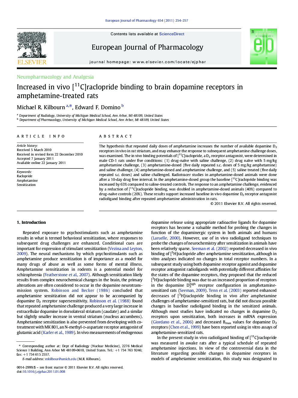 Increased in vivo [11C]raclopride binding to brain dopamine receptors in amphetamine-treated rats