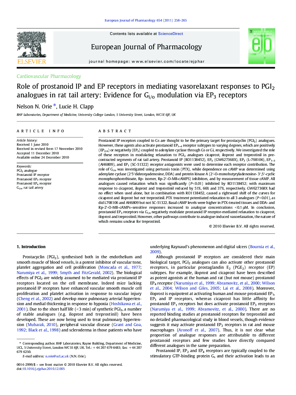 Role of prostanoid IP and EP receptors in mediating vasorelaxant responses to PGI2 analogues in rat tail artery: Evidence for Gi/o modulation via EP3 receptors