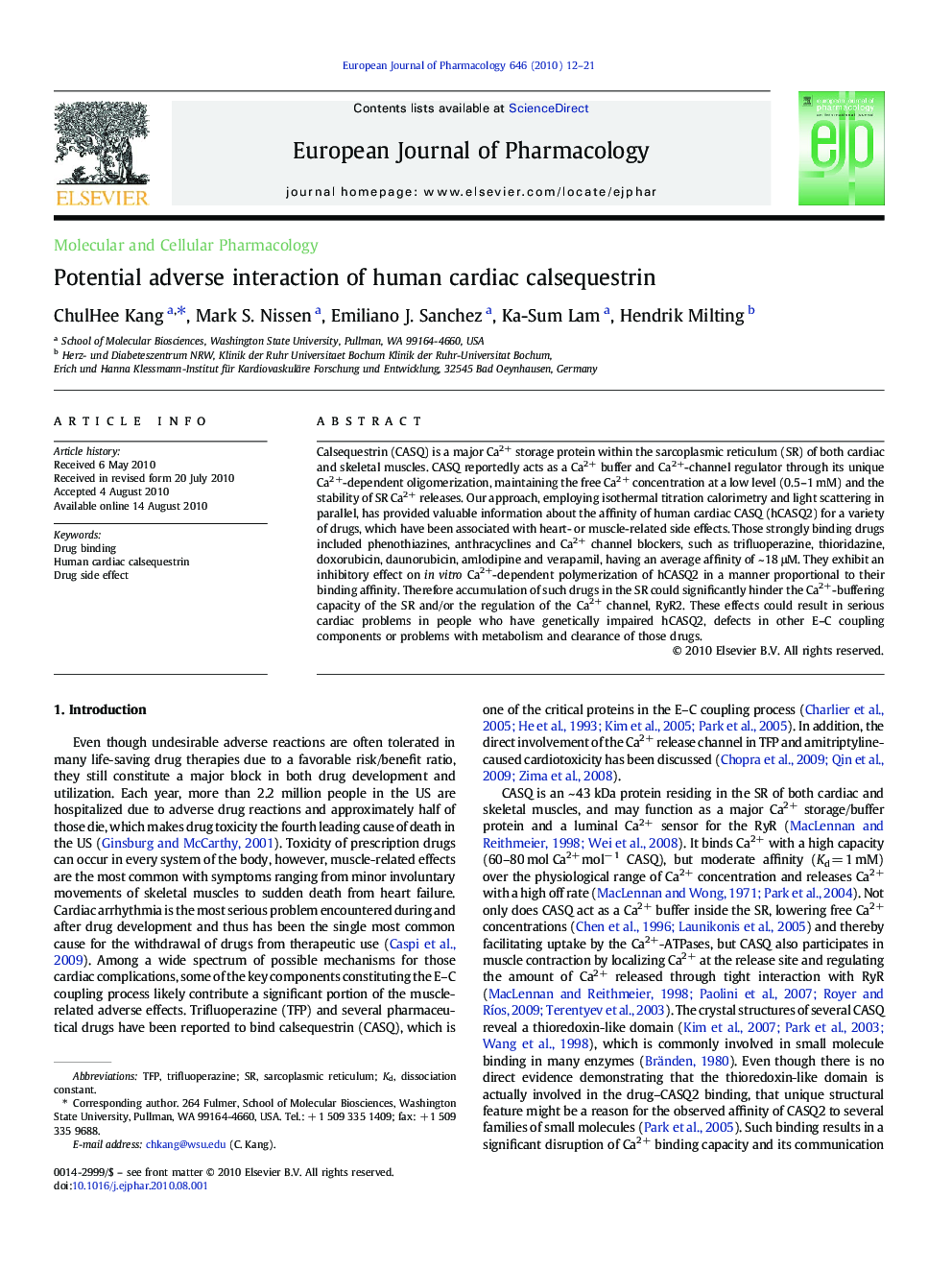 Potential adverse interaction of human cardiac calsequestrin