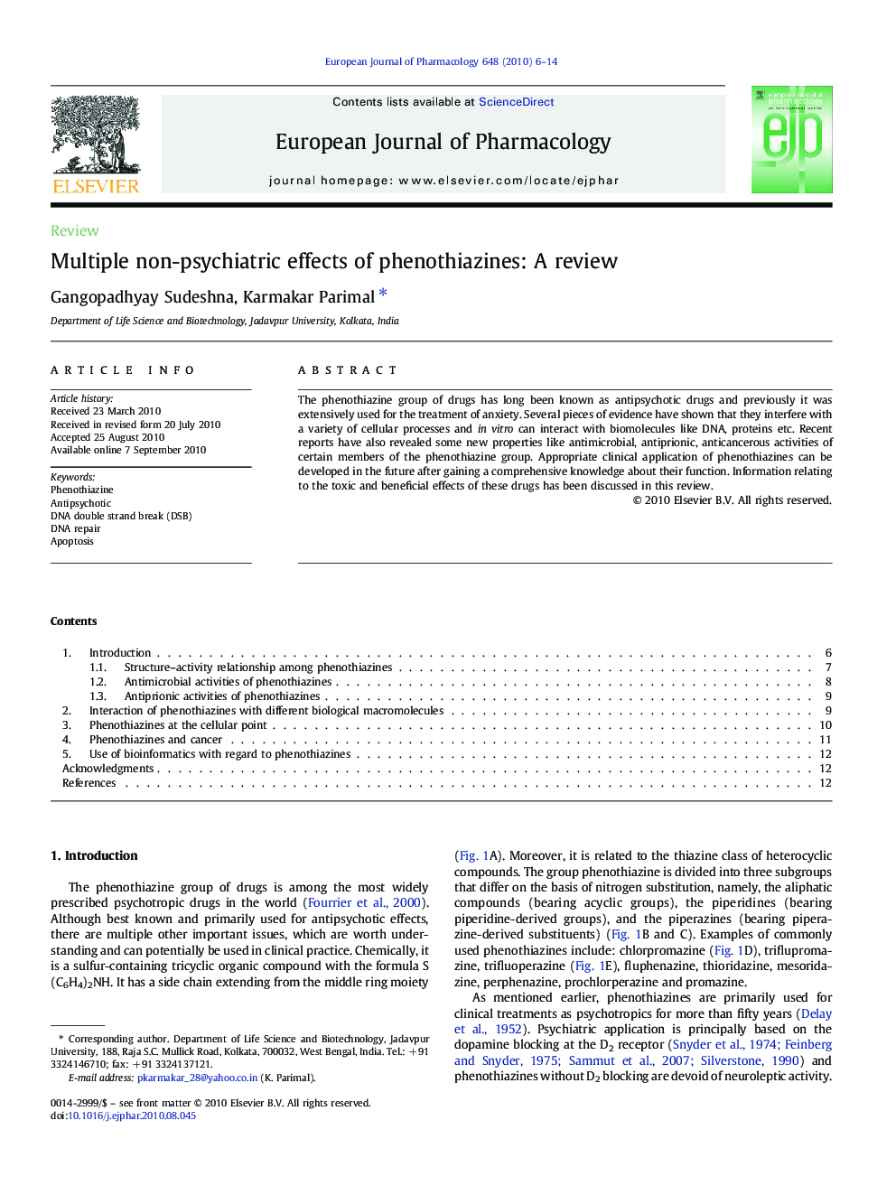 Multiple non-psychiatric effects of phenothiazines: A review