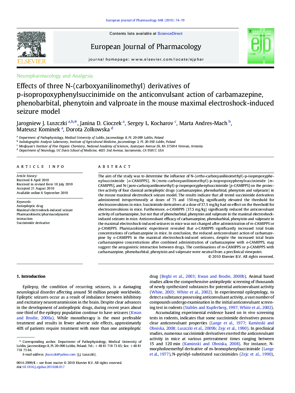 Effects of three N-(carboxyanilinomethyl) derivatives of p-isopropoxyphenylsuccinimide on the anticonvulsant action of carbamazepine, phenobarbital, phenytoin and valproate in the mouse maximal electroshock-induced seizure model