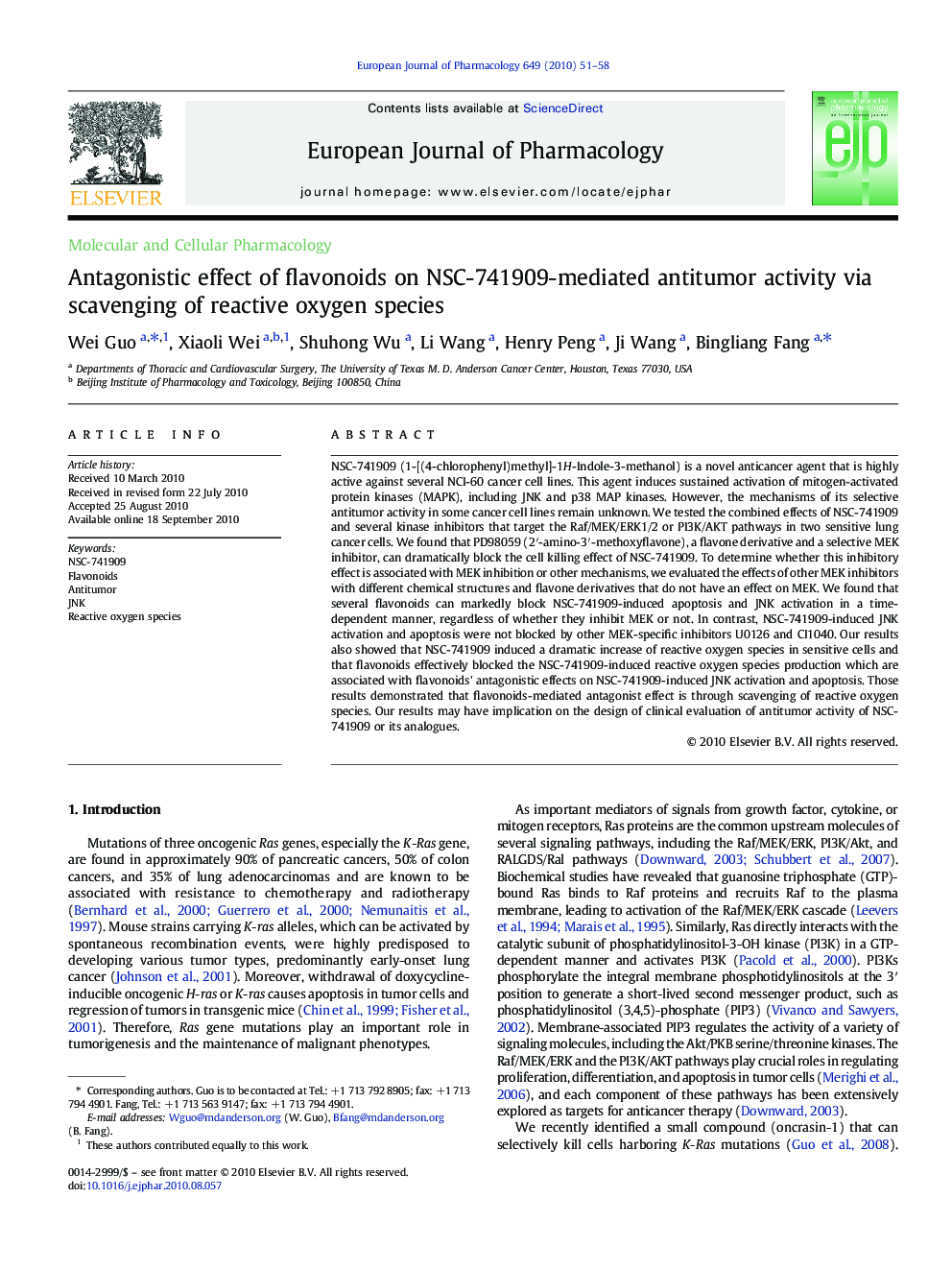 Antagonistic effect of flavonoids on NSC-741909-mediated antitumor activity via scavenging of reactive oxygen species