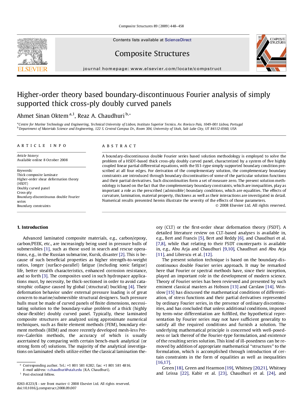 Higher-order theory based boundary-discontinuous Fourier analysis of simply supported thick cross-ply doubly curved panels