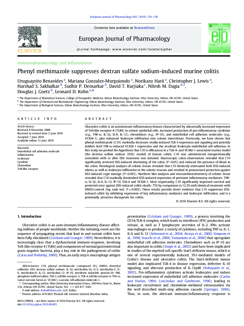 Phenyl methimazole suppresses dextran sulfate sodium-induced murine colitis