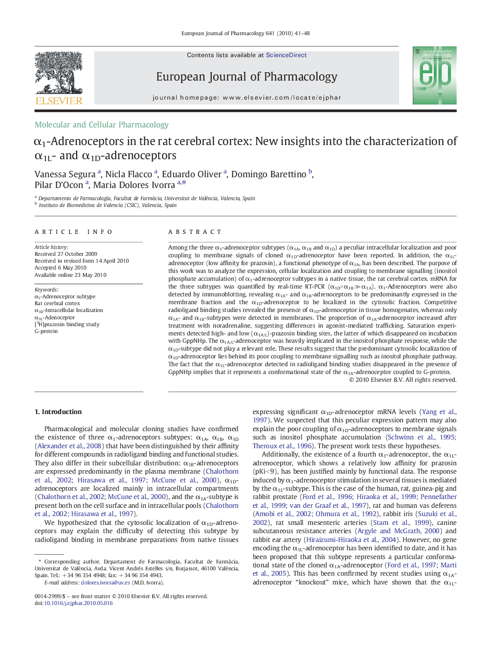 α1-Adrenoceptors in the rat cerebral cortex: New insights into the characterization of α1L- and α1D-adrenoceptors