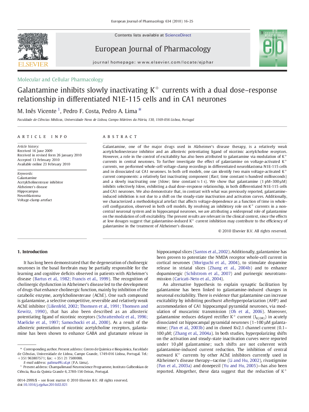 Galantamine inhibits slowly inactivating K+ currents with a dual dose–response relationship in differentiated N1E-115 cells and in CA1 neurones