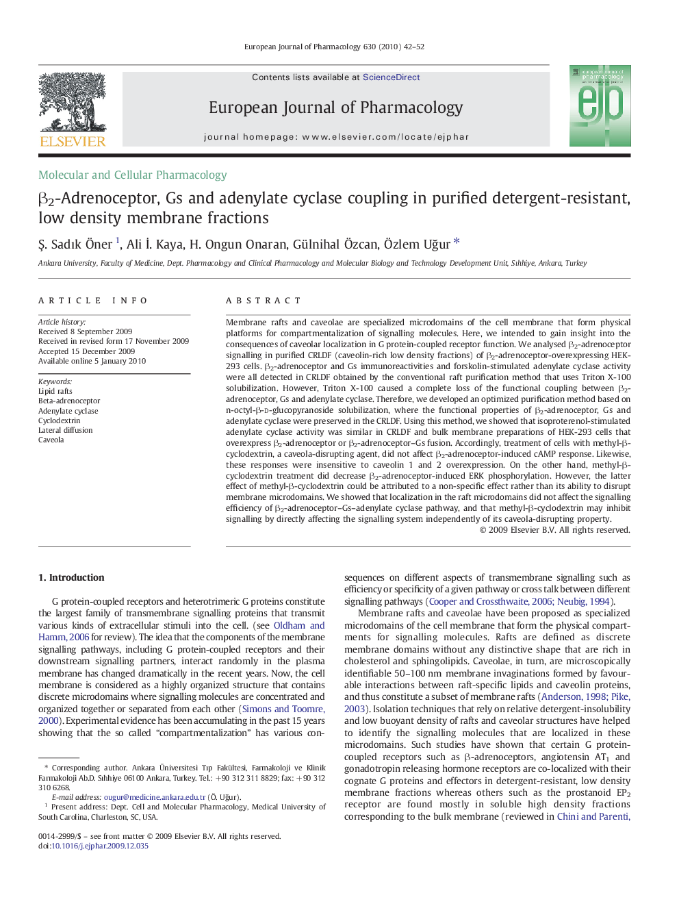 β2-Adrenoceptor, Gs and adenylate cyclase coupling in purified detergent-resistant, low density membrane fractions