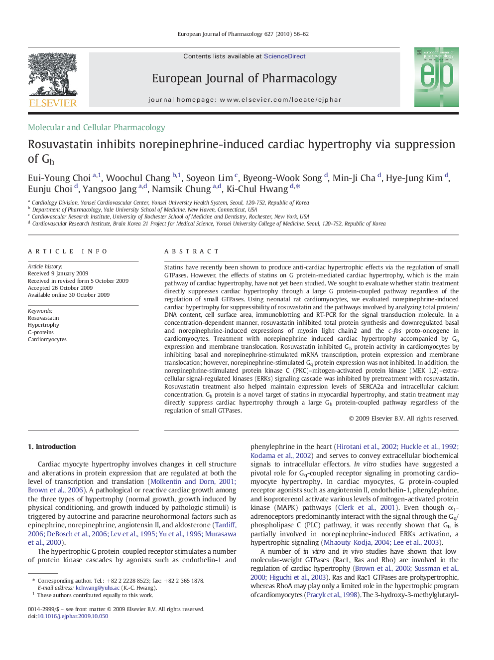 Rosuvastatin inhibits norepinephrine-induced cardiac hypertrophy via suppression of Gh