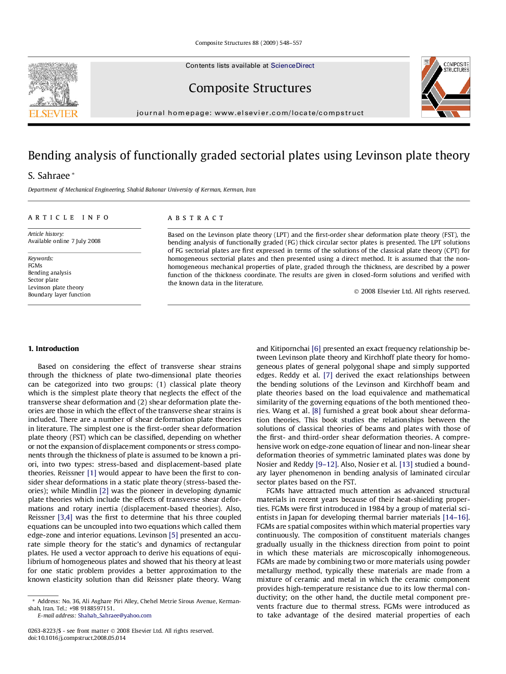 Bending analysis of functionally graded sectorial plates using Levinson plate theory