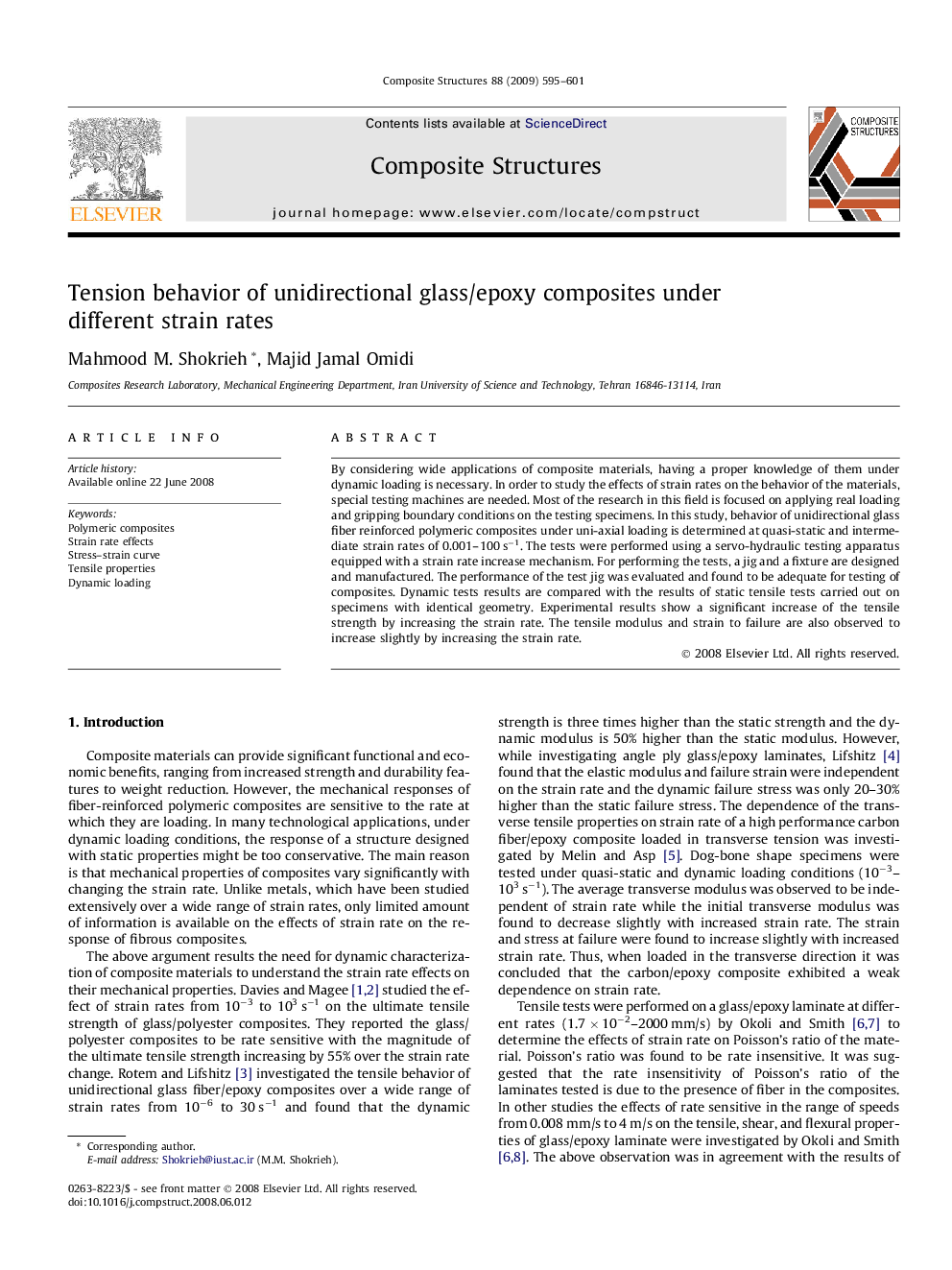 Tension behavior of unidirectional glass/epoxy composites under different strain rates