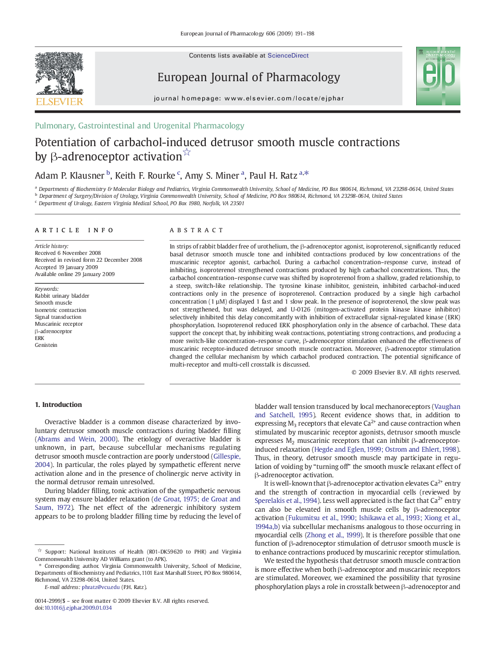 Potentiation of carbachol-induced detrusor smooth muscle contractions by β-adrenoceptor activation 