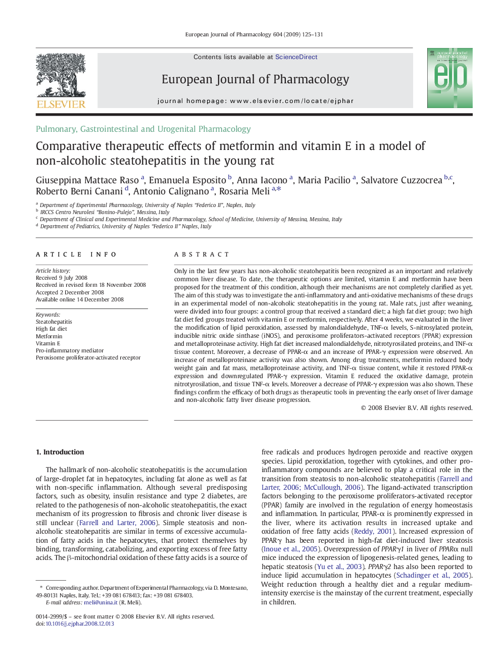 Comparative therapeutic effects of metformin and vitamin E in a model of non-alcoholic steatohepatitis in the young rat