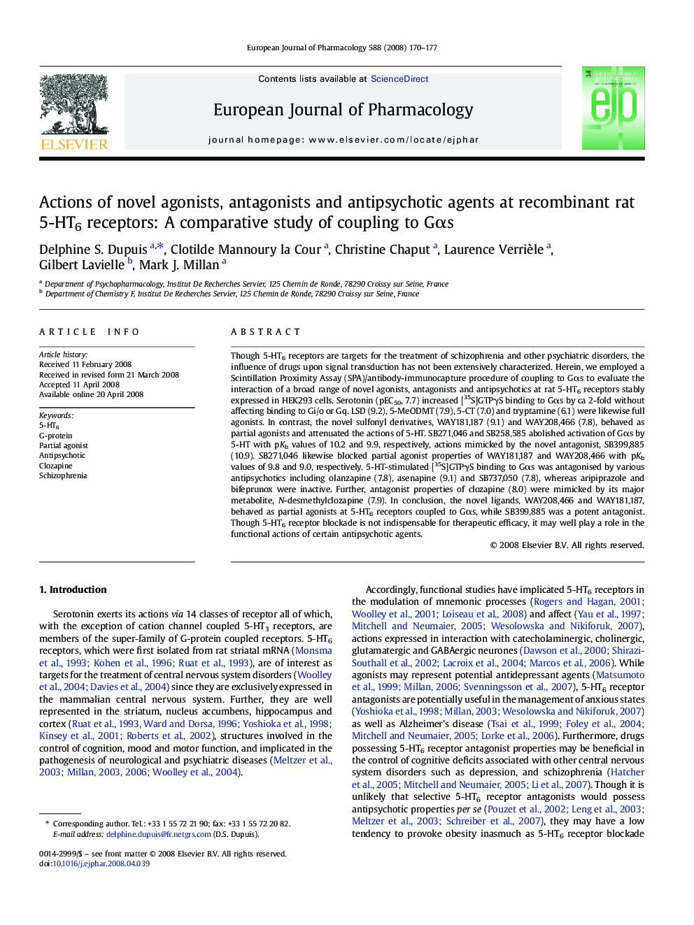 Actions of novel agonists, antagonists and antipsychotic agents at recombinant rat 5-HT6 receptors: A comparative study of coupling to Gαs