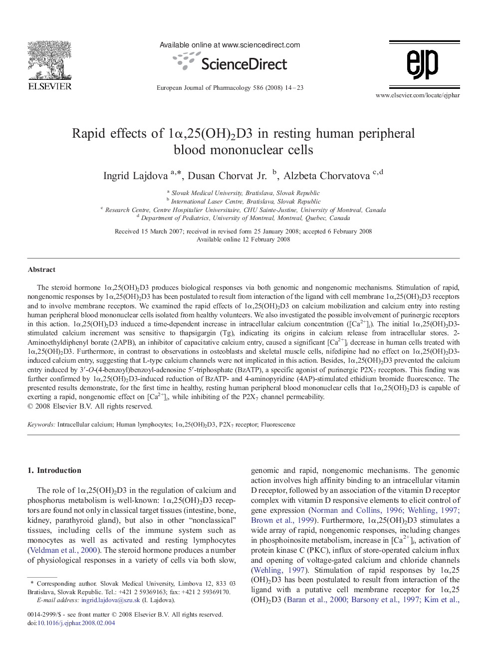 Rapid effects of 1α,25(OH)2D3 in resting human peripheral blood mononuclear cells