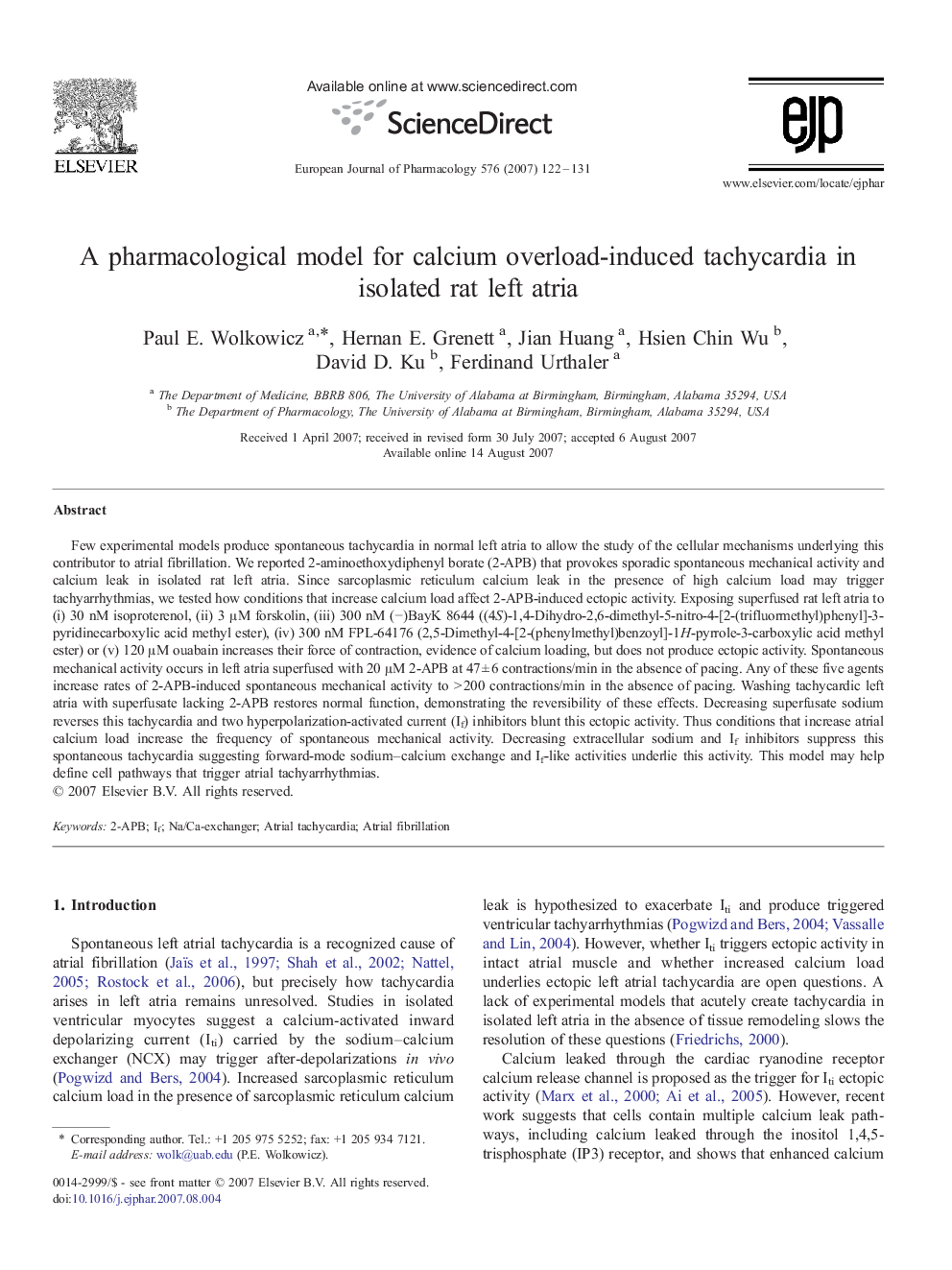 A pharmacological model for calcium overload-induced tachycardia in isolated rat left atria