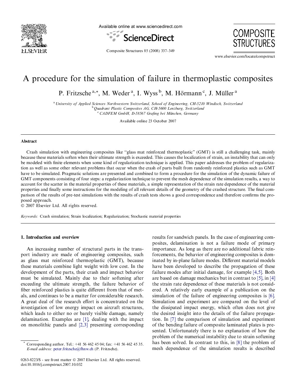 A procedure for the simulation of failure in thermoplastic composites