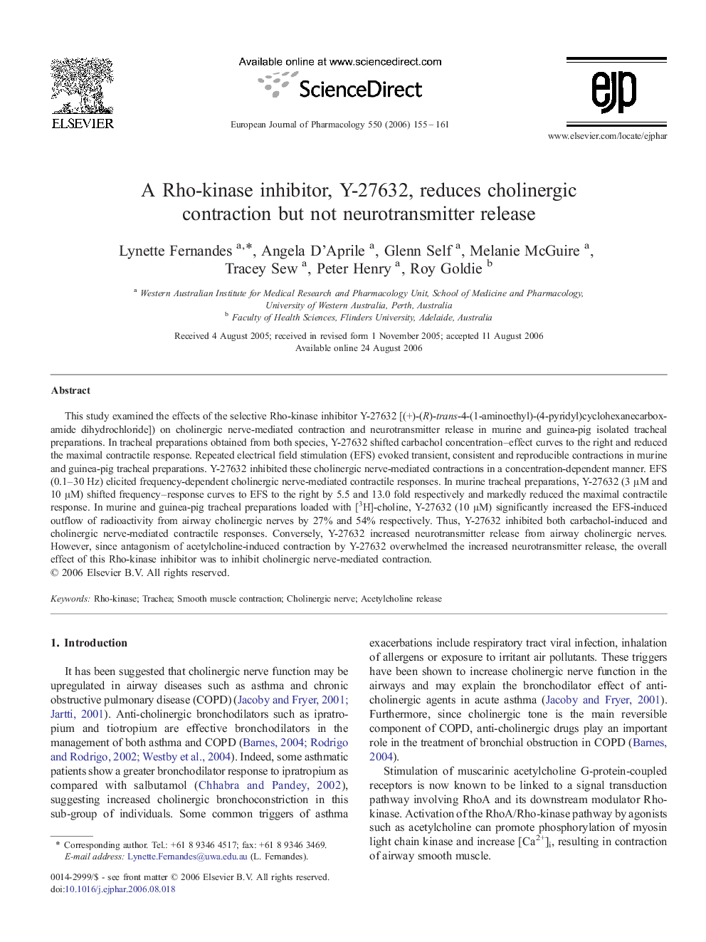 A Rho-kinase inhibitor, Y-27632, reduces cholinergic contraction but not neurotransmitter release