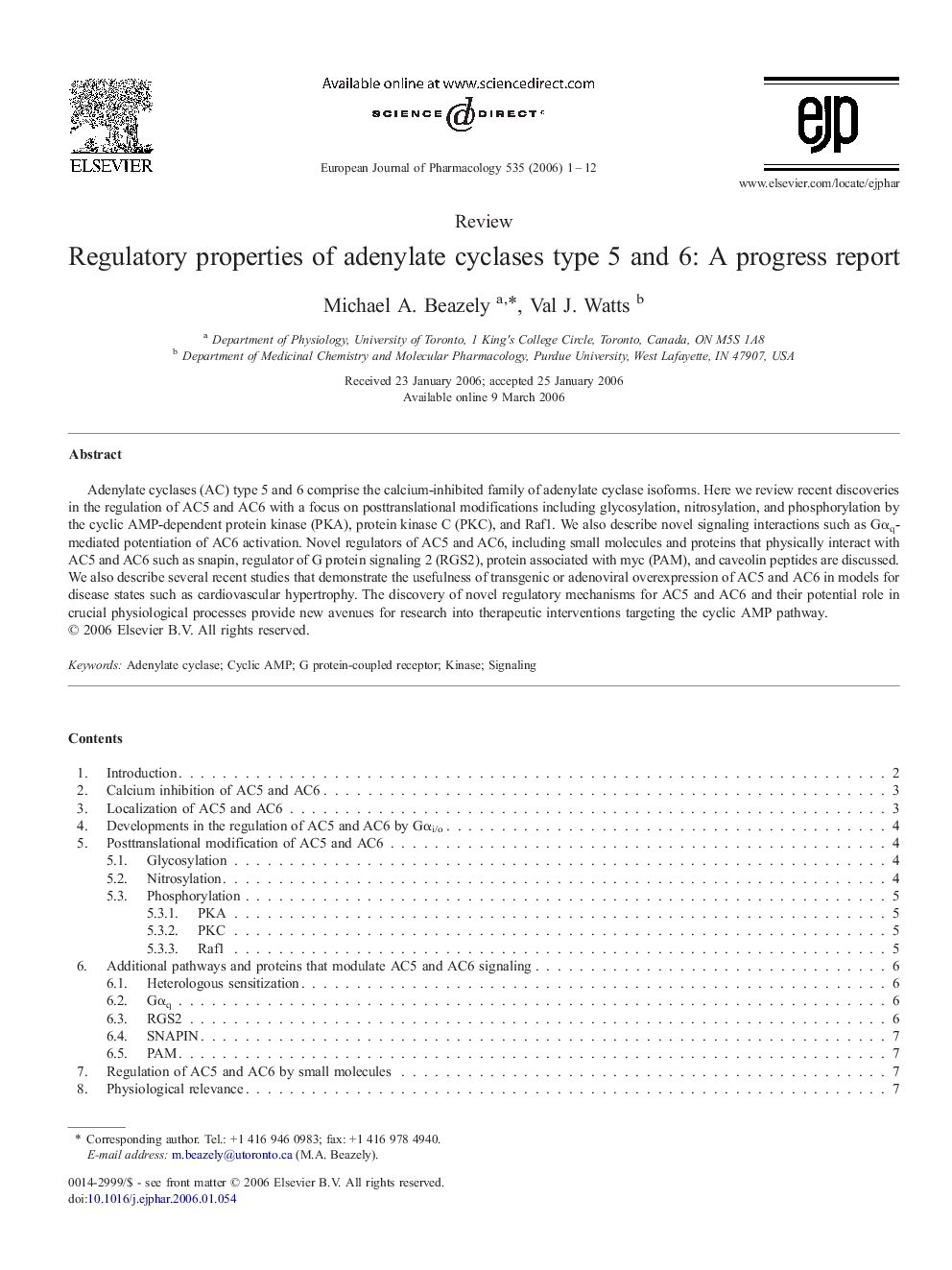 Regulatory properties of adenylate cyclases type 5 and 6: A progress report