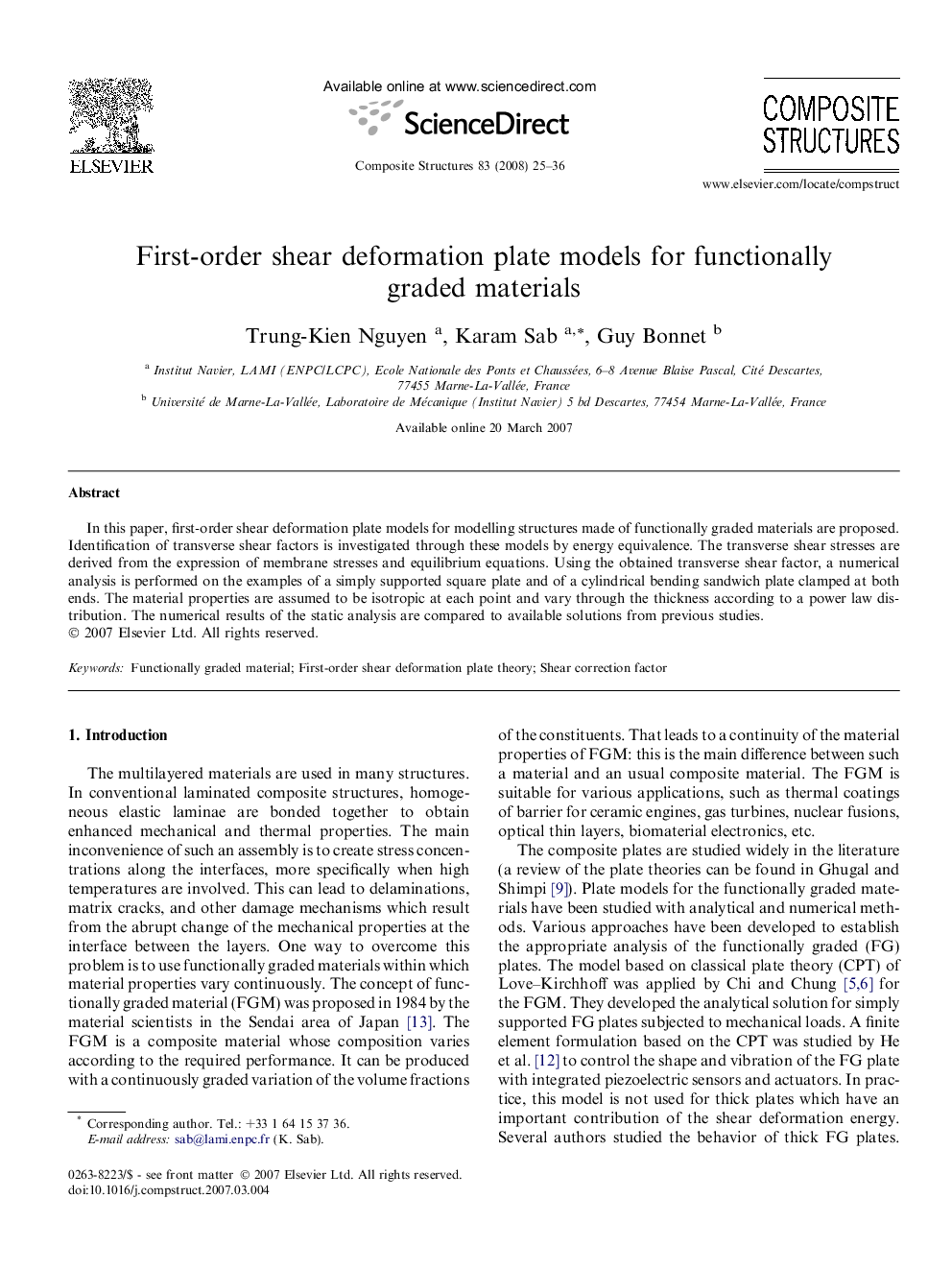 First-order shear deformation plate models for functionally graded materials