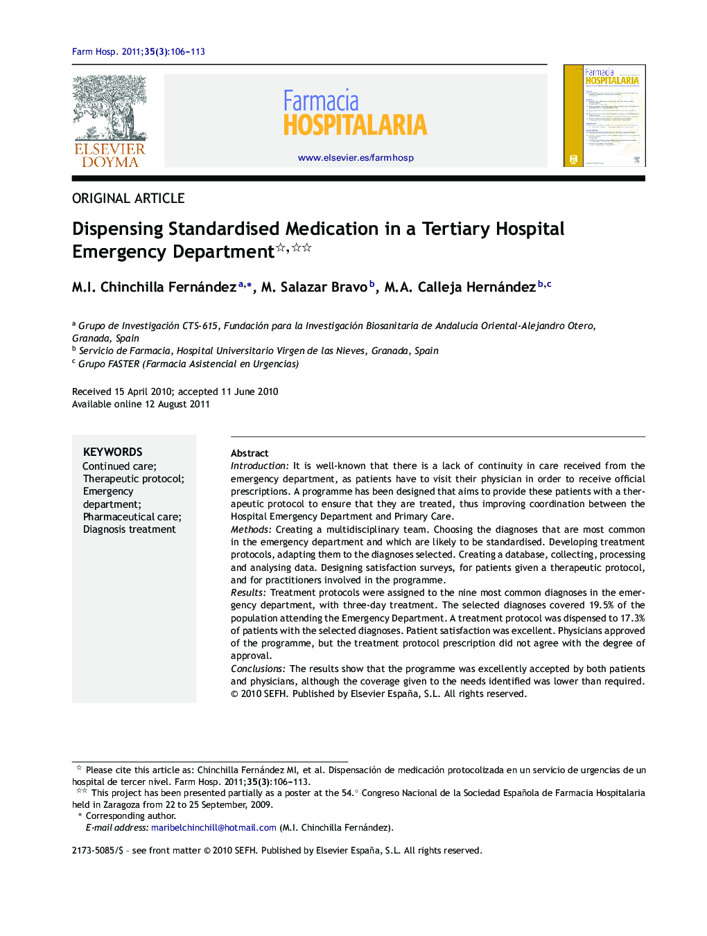 Dispensing Standardised Medication in a Tertiary Hospital Emergency Department