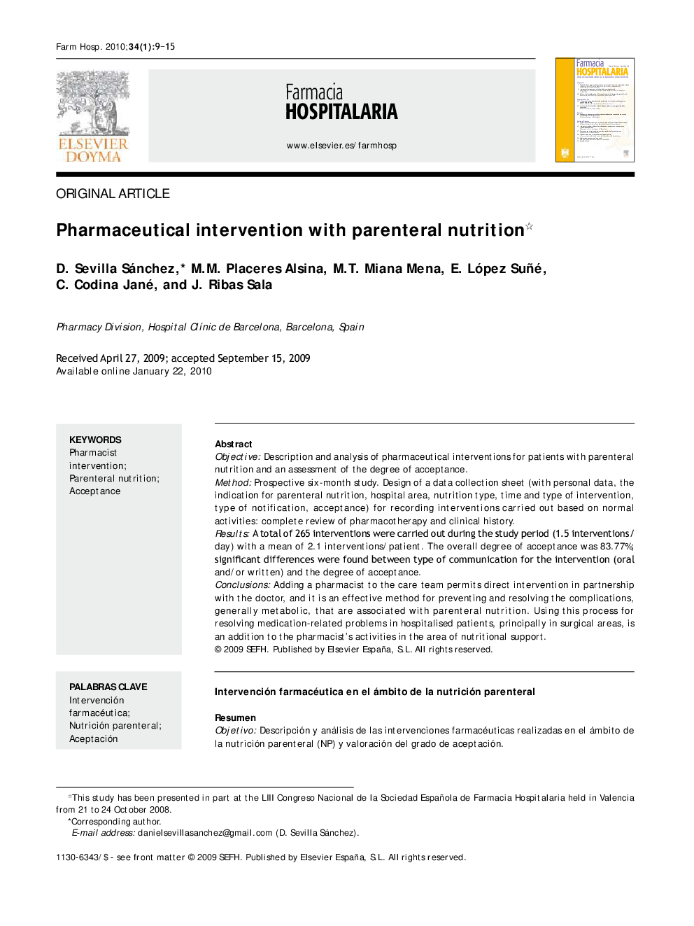 Pharmaceutical intervention with parenteral nutrition