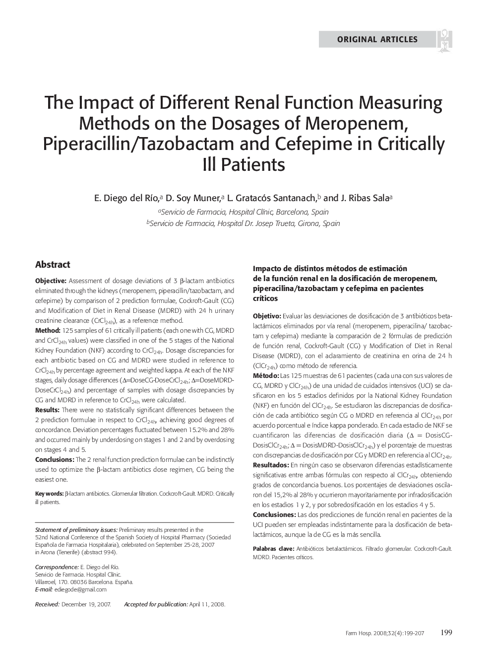The Impact of Different Renal Function Measuring Methods on the Dosages of Meropenem, Piperacillin/Tazobactam and Cefepime in Critically Ill Patients