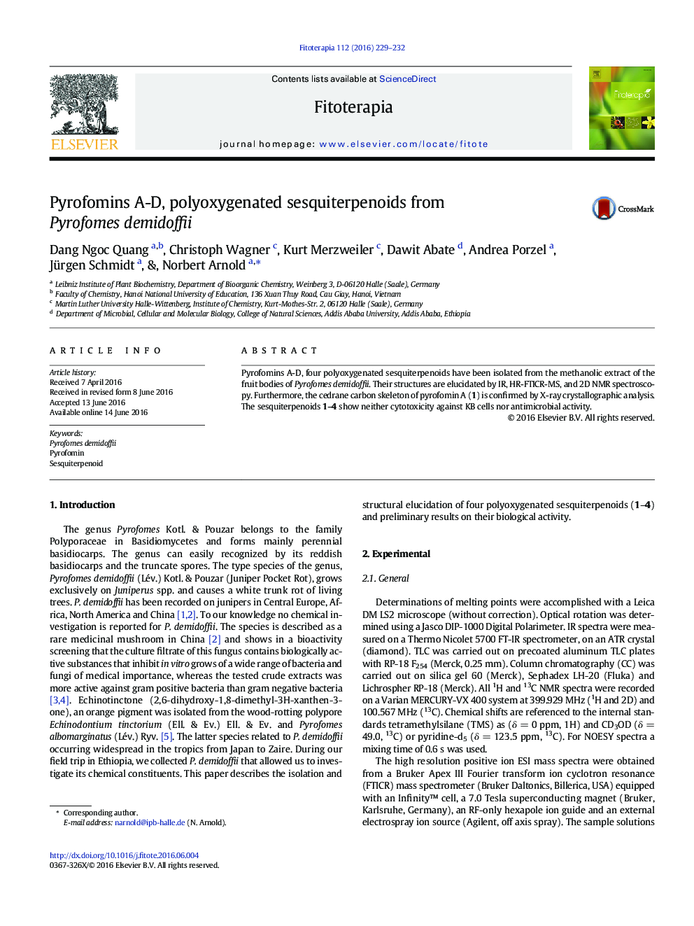 Pyrofomins A-D، sesquiterpenoids از demidoffii Pyrofomes polyoxygenated