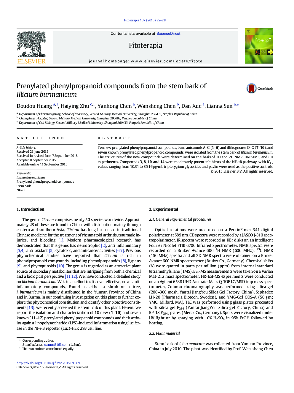 Prenylated phenylpropanoid compounds from the stem bark of Illicium burmanicum