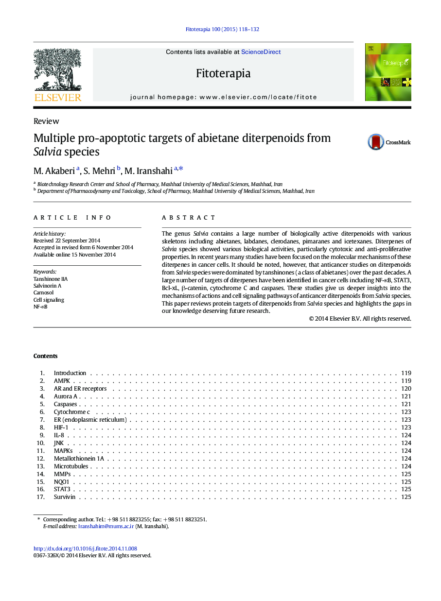 Multiple pro-apoptotic targets of abietane diterpenoids from Salvia species