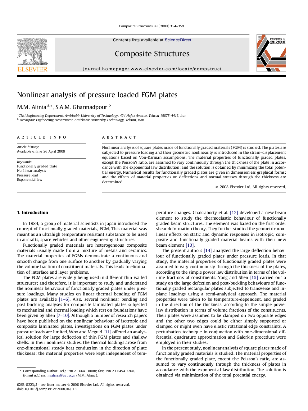 Nonlinear analysis of pressure loaded FGM plates