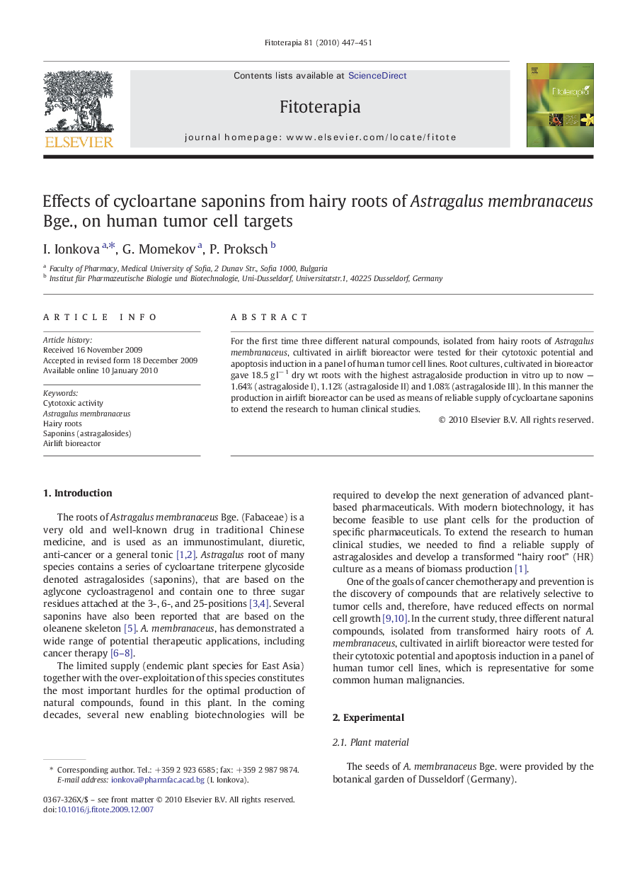 Effects of cycloartane saponins from hairy roots of Astragalus membranaceus Bge., on human tumor cell targets