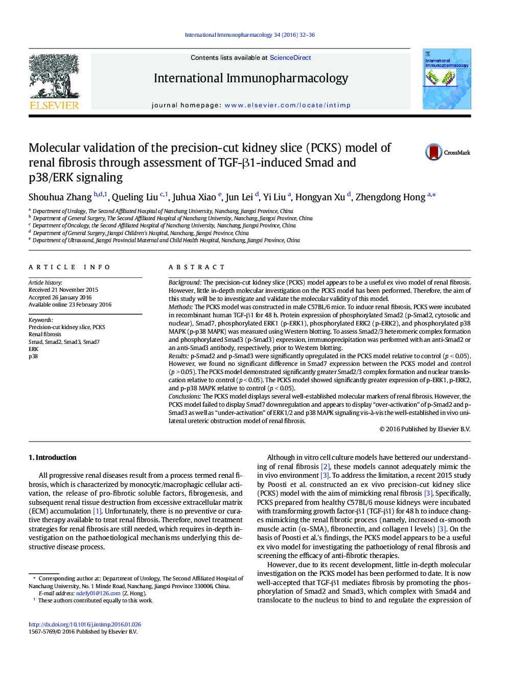 عکس صفحه اول مقاله: Molecular validation of the precision-cut kidney slice (PCKS) model of renal fibrosis through assessment of TGF-β1-induced Smad and p38/ERK signaling Molecular validation of the precision-cut kidney slice (PCKS) model of renal fibrosis through assessment of TGF-β1-induced Smad and p38/ERK signaling