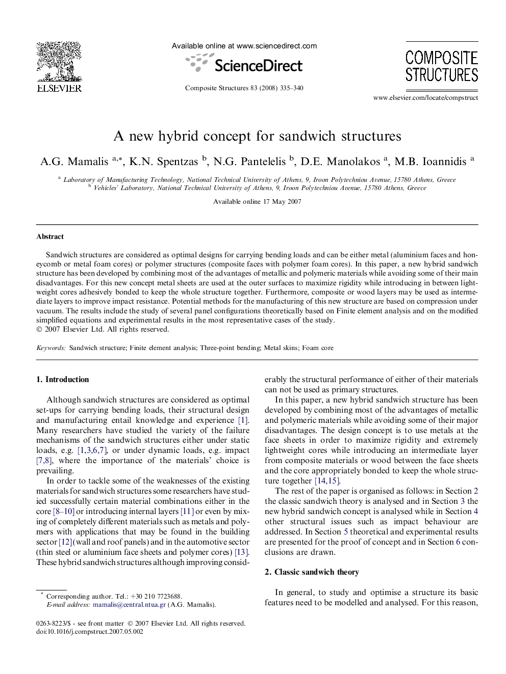 A new hybrid concept for sandwich structures